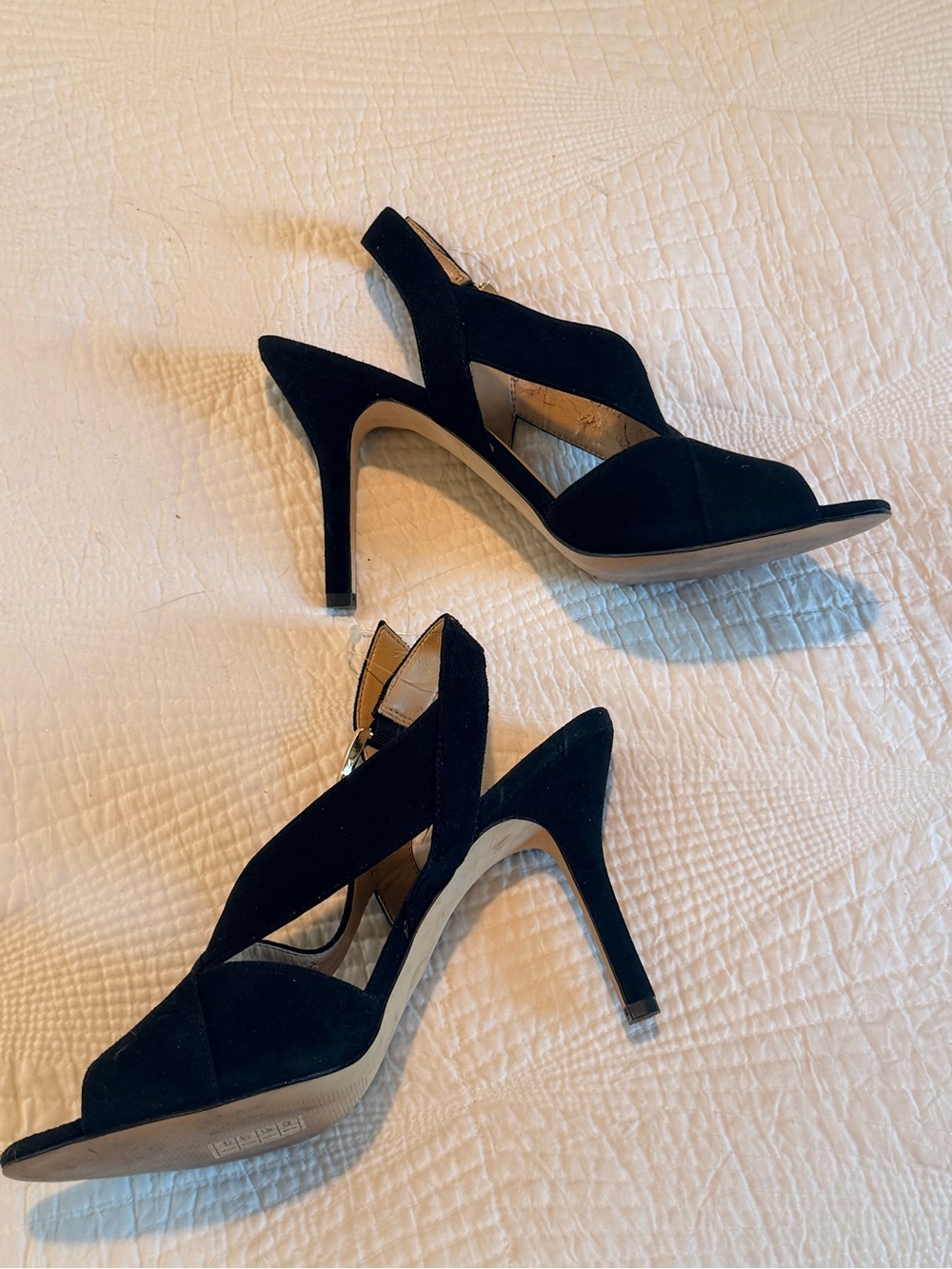 Classic Black Suede Slingback Heels